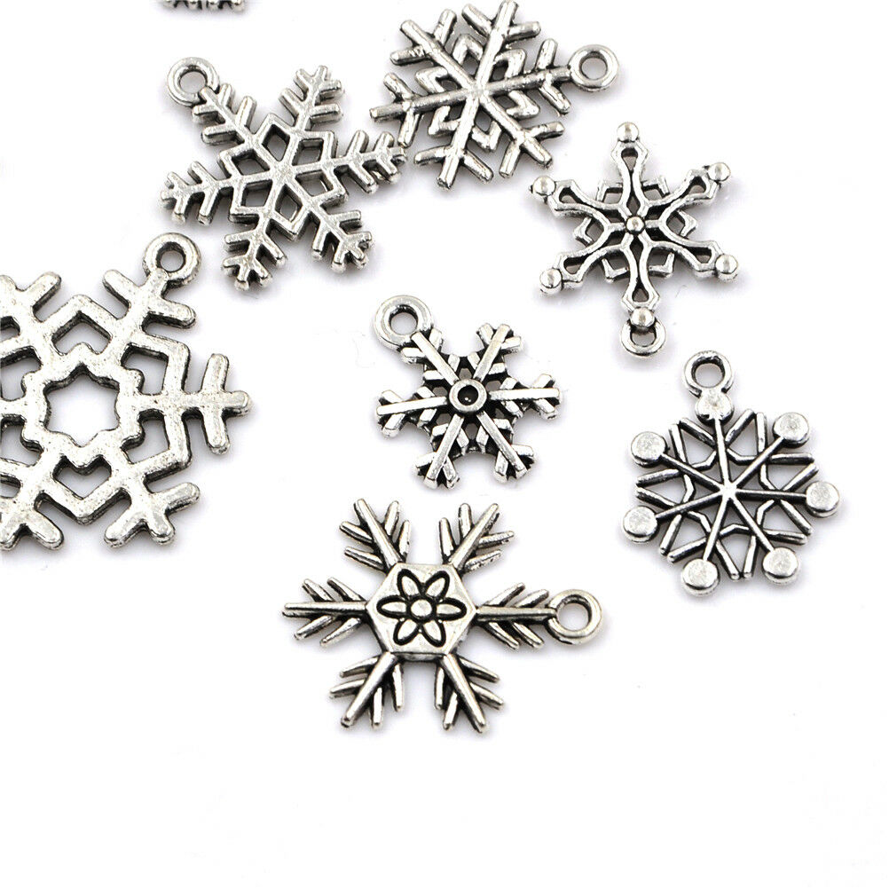 15pcs Tibetan Christmas Snowflake Charm Pendant Diy Necklace Bracelet Cra.l8