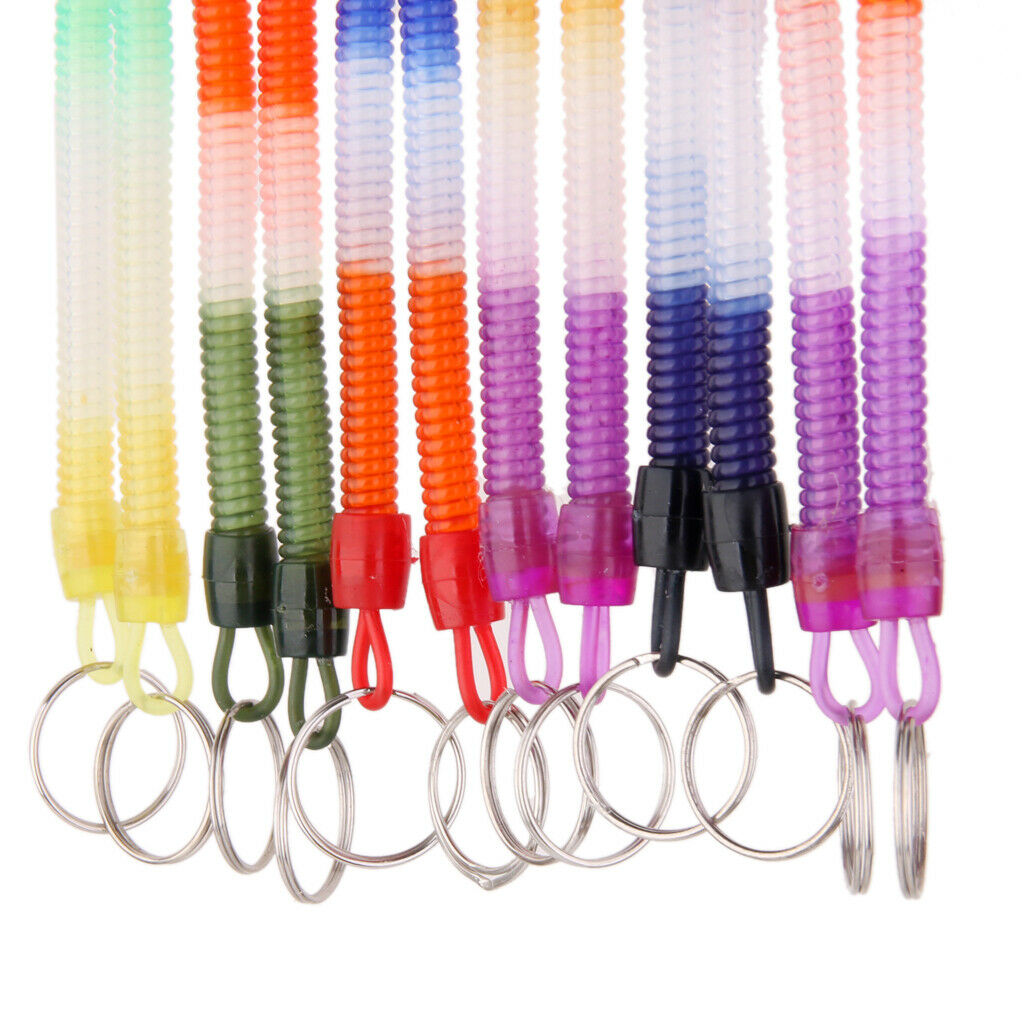 12pcs Retractable Spiral String Key Ring Stretchy Keyring Key Chain Holders