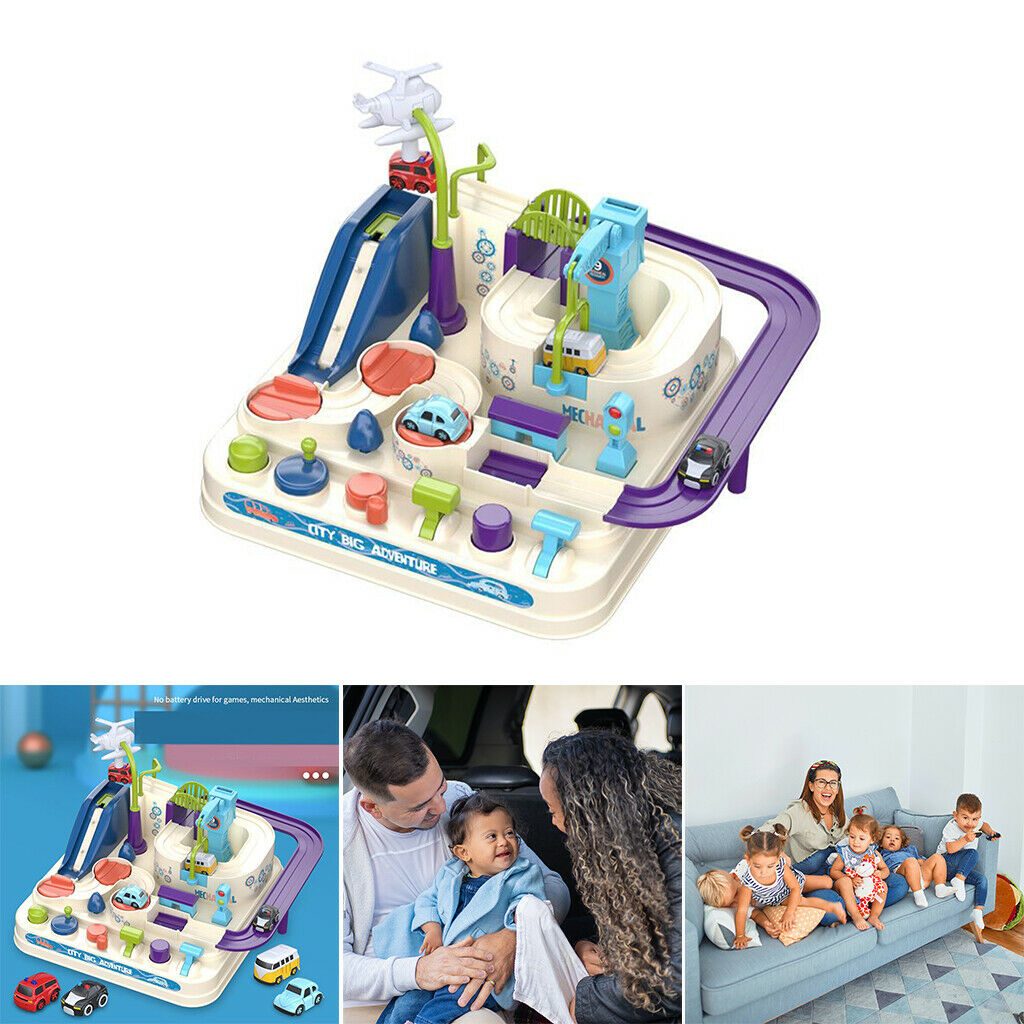 Preschool Kids Car Adventure Game Manual Rail Train Track Toys for Education