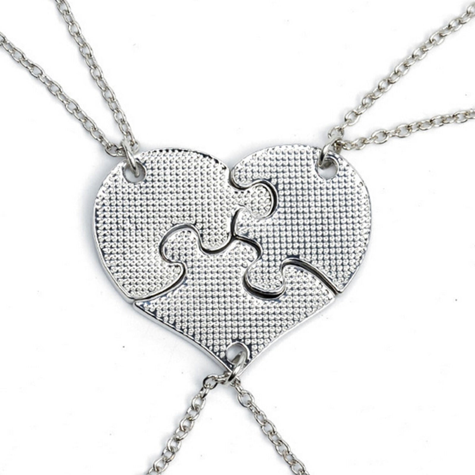 3pcs/Set Heart Puzzle Shape Little Sis Middle Sis Big Sister Pendant Necklace