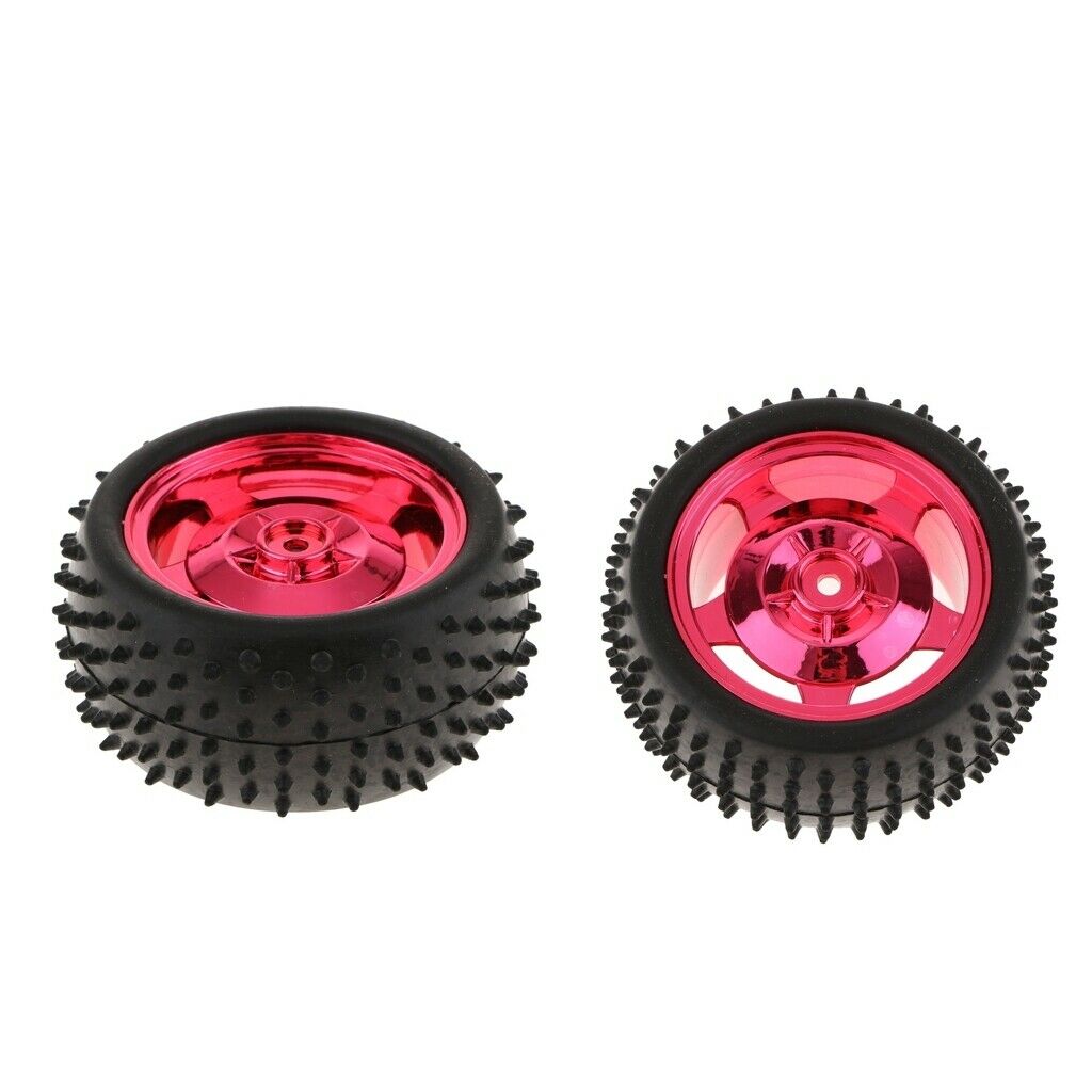 2 Pieces Black+Red ABS Plastic and TPE Rubber Tire TT Motor Car Wheel Smart Car