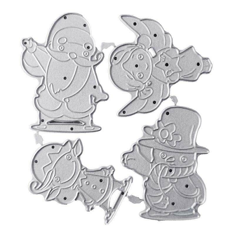 4 in 1 Christmas Figures Metal Cutting Die Decorative Embossing Cutting Stencil