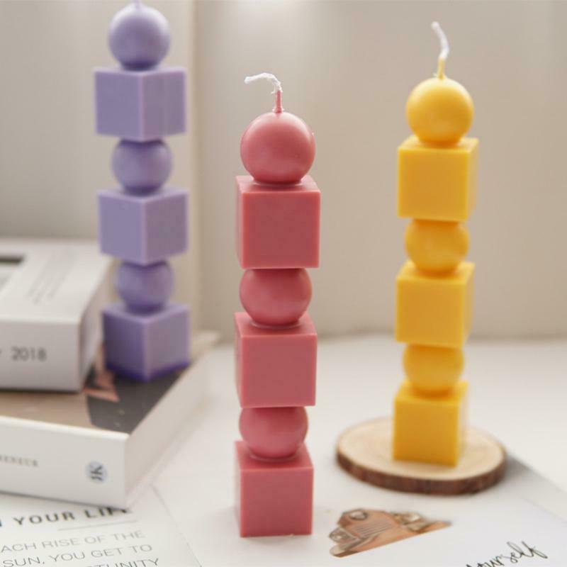 Plastic Candle Mold Geometric Cylinder Candle Making Molds DIY Handmade Beeswax
