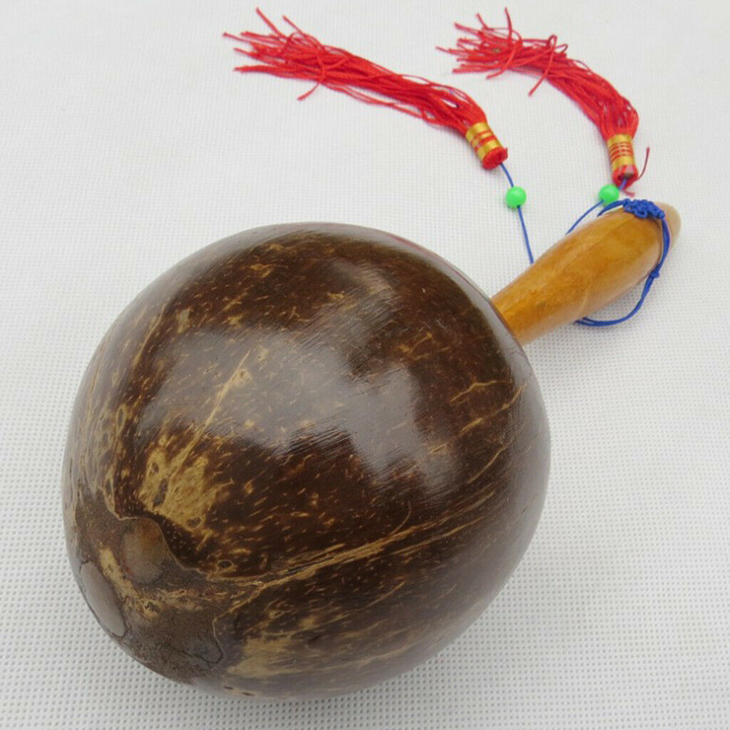 Fun Party Maracas Coconut Shell Wooden Painted Maraca Sand Shaker Hammer Rattle