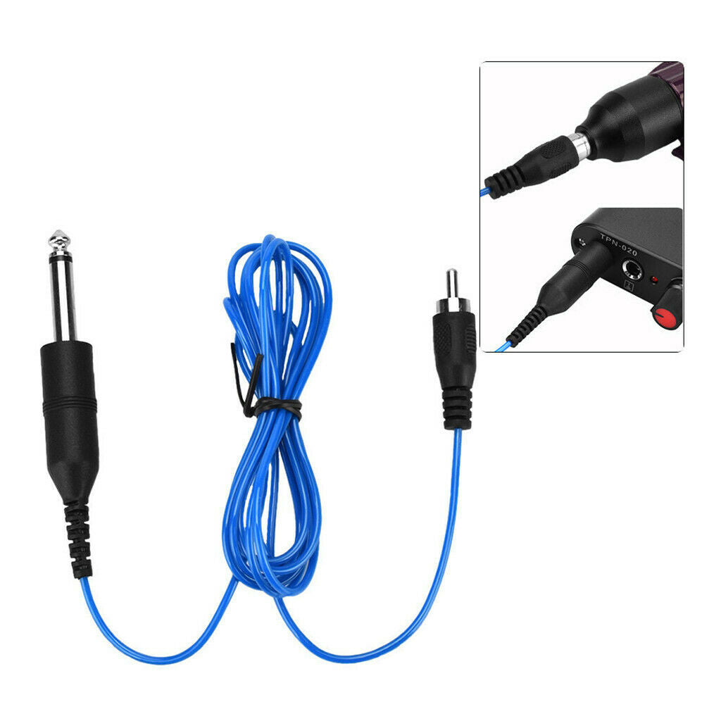 ^Rotary^Tattoo^Machine}} Silicone RCA Connector Tattoo Clip Cord Cable Blue