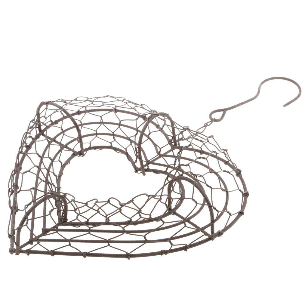 14cm Rustic Iron Wire Heart Shape Succulent Pot Iron Hanging Planter Plant,