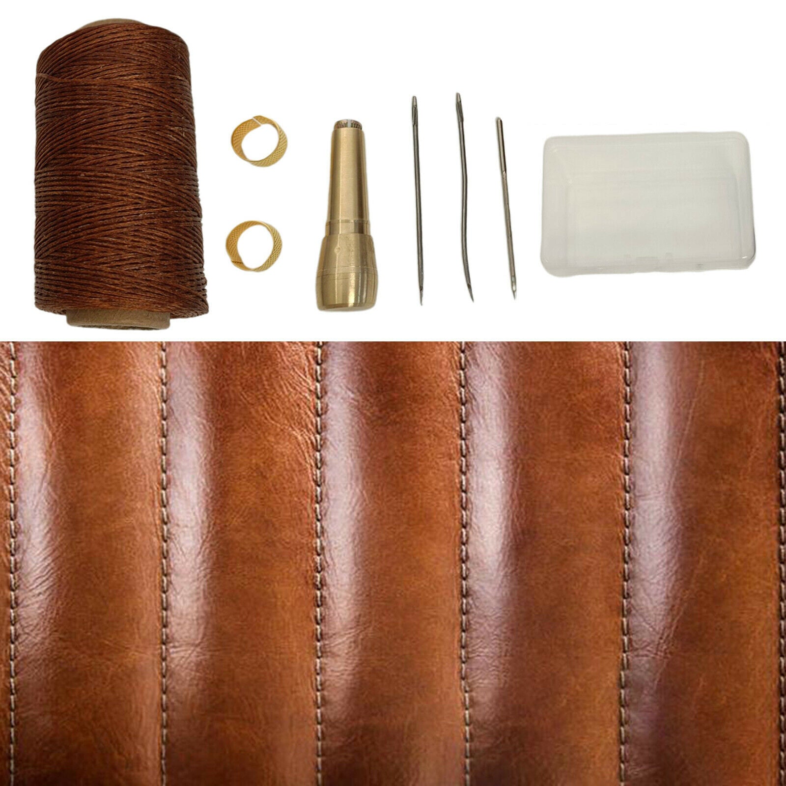 8Pieces Canvas Sewing Awl Needle 250m Waxed Thread for Leather and Leather