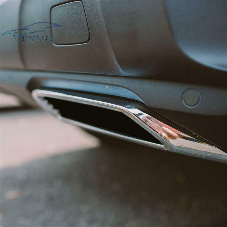 2PCS/Set Rear Tail Exhaust Cover Trim For Peugeot 3008 5008 2017-18 ABS Chrome
