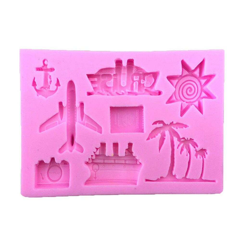 aeroplane palm tree silicone mold fondant mould cake decorating tools H.l8