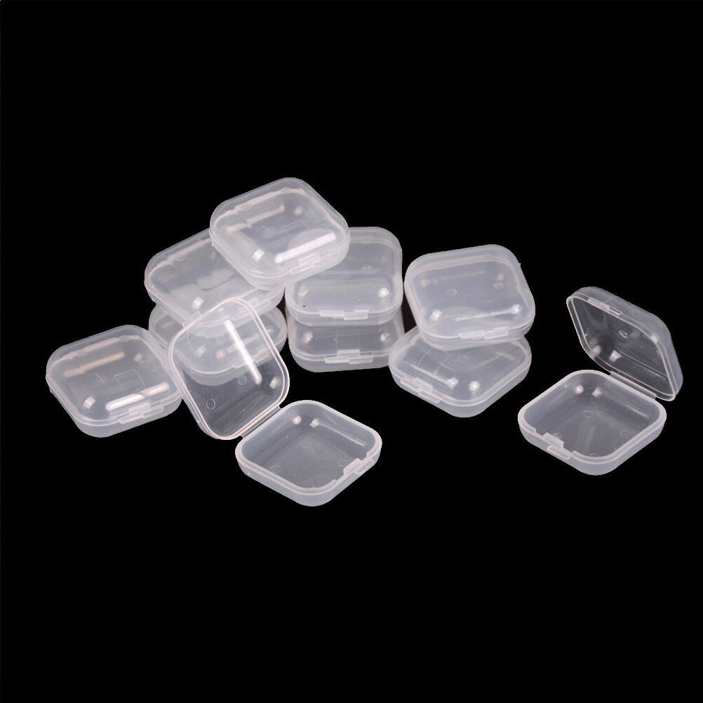 10Pcs Mini Clear Plastic Small Box Jewelry Earplugs Container Storage Box.l8