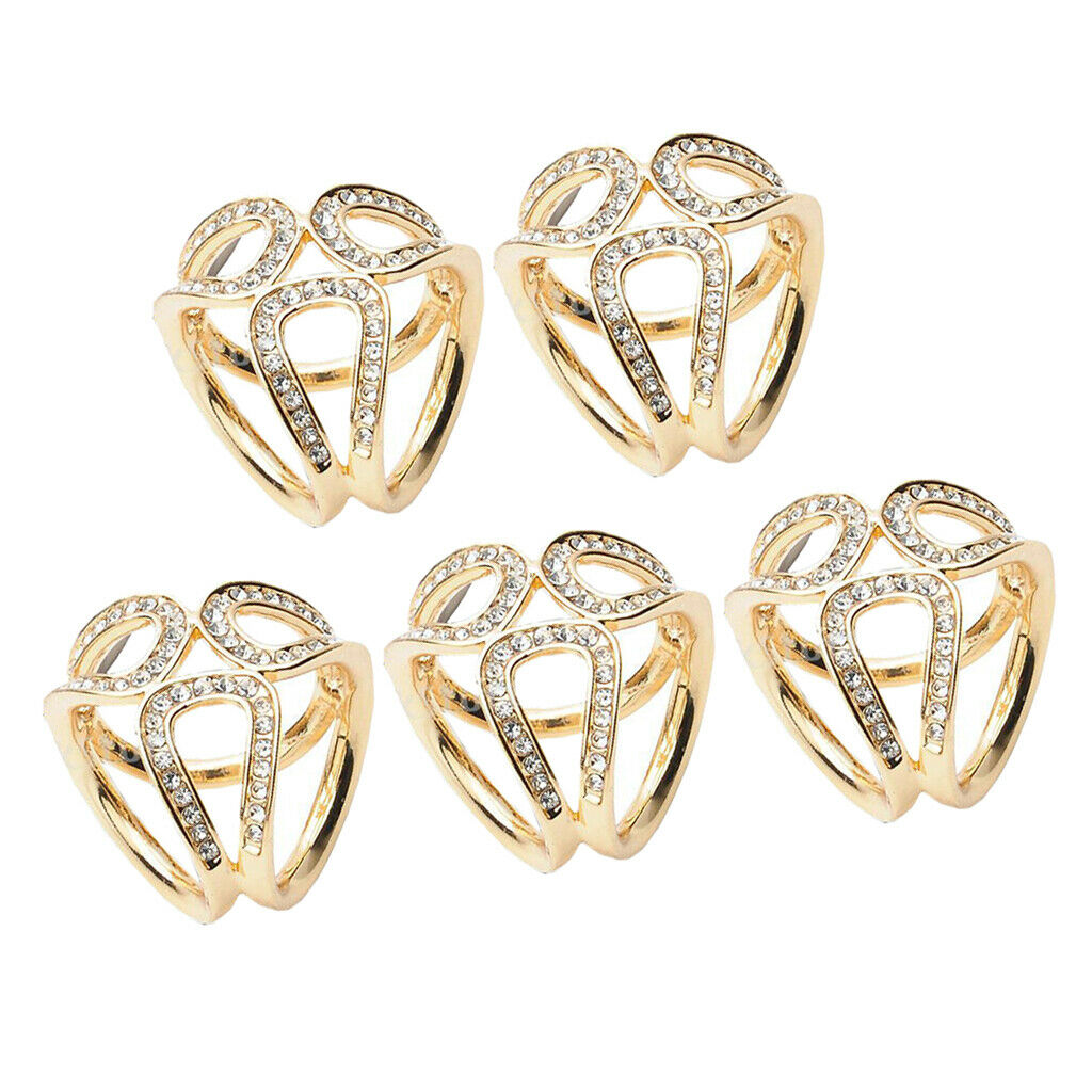 5 Pcs Womens Elegant Hollow 3-Ring Scarf Buckle Brooch Scarf Ring Jewelry