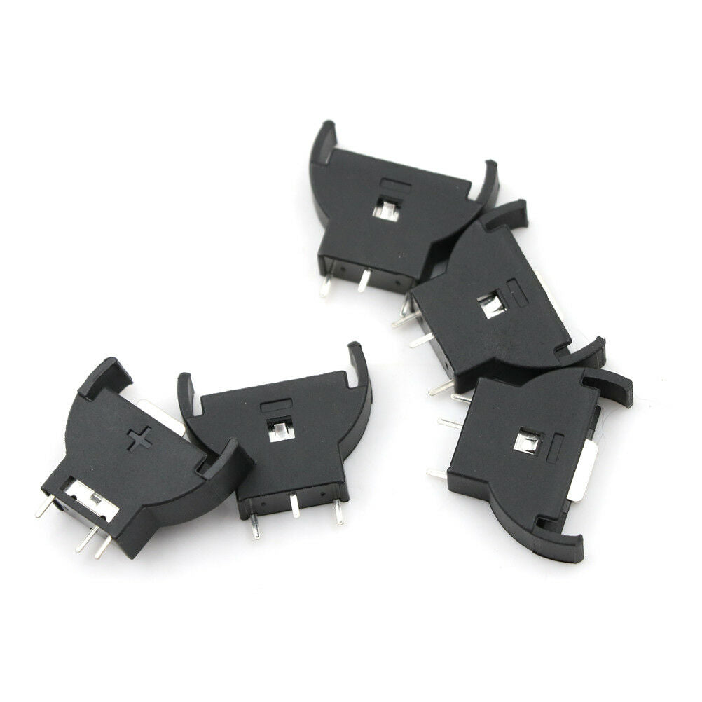 5x CR2032/CR2025 Half-Round Battery Coin Button Cell Socket Holder Case Black Tt