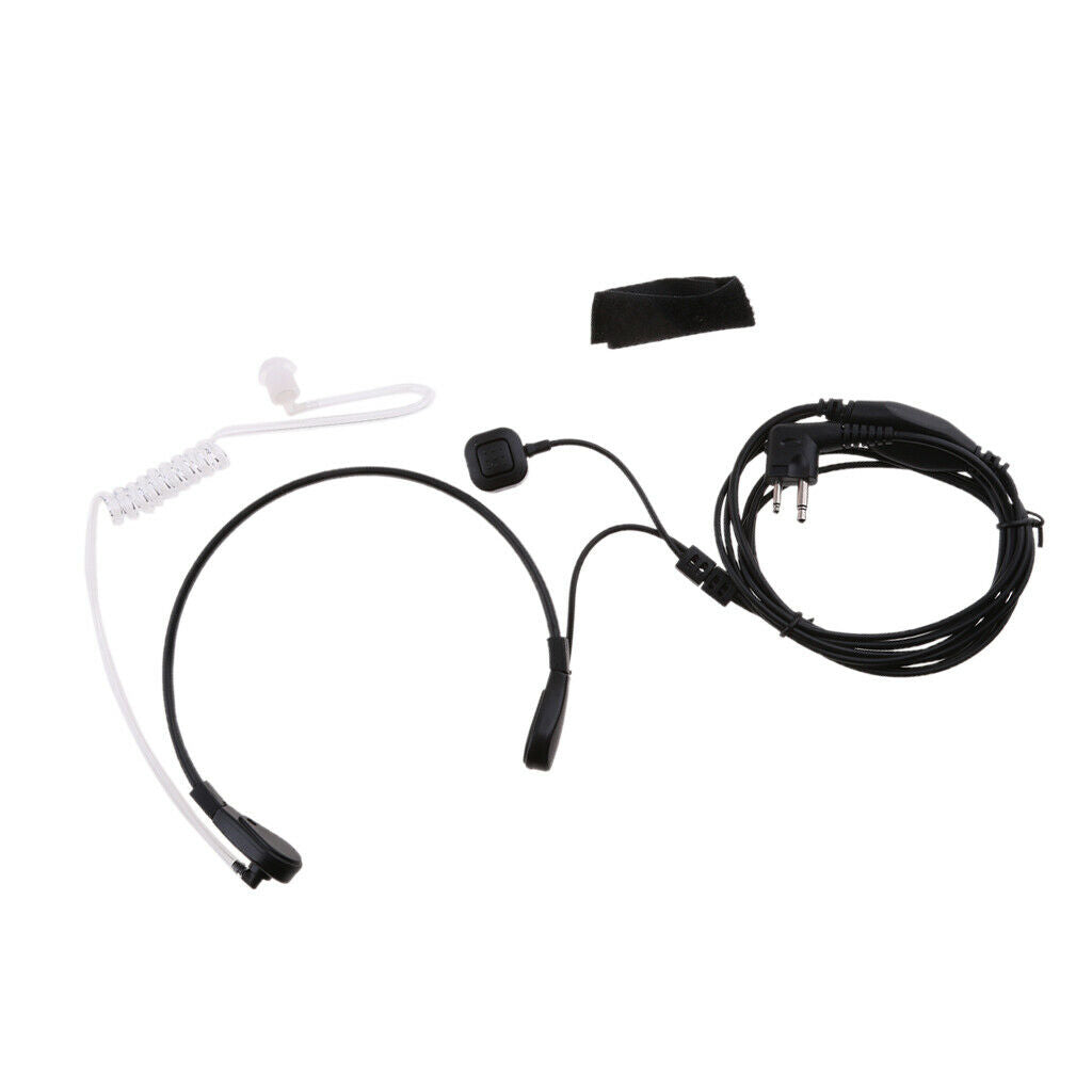 Throat Mic Covert Acoustic Tube Earpiece Headset With Finger Ptt Compatible For