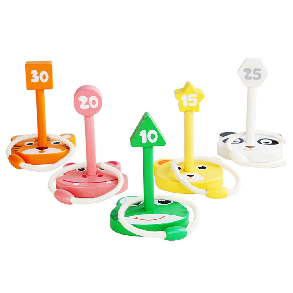 Funny Wood   Set 5 Pegs & 5 Rings Backyard Playset for Kids