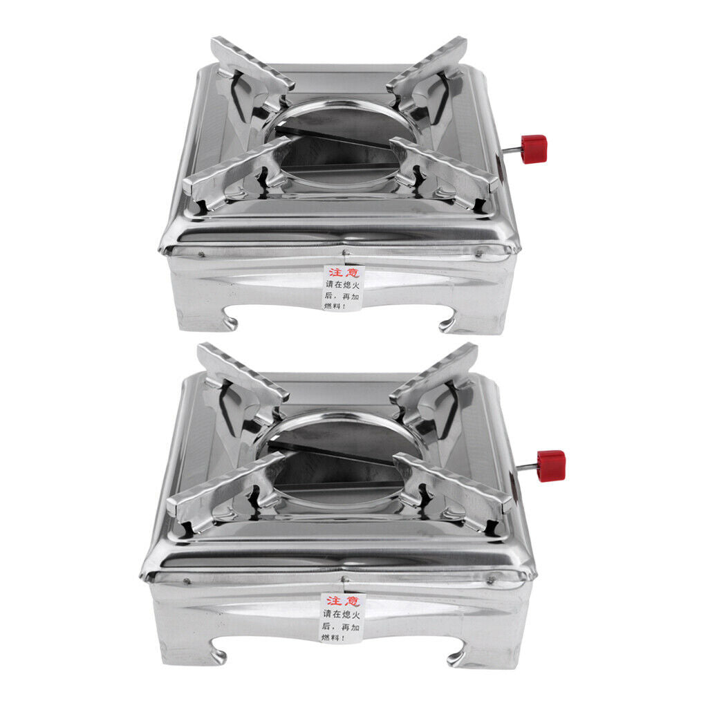 2 Pieces Mini Alcohol Stove Burner Spirit Furnace Square Shape for Fishing