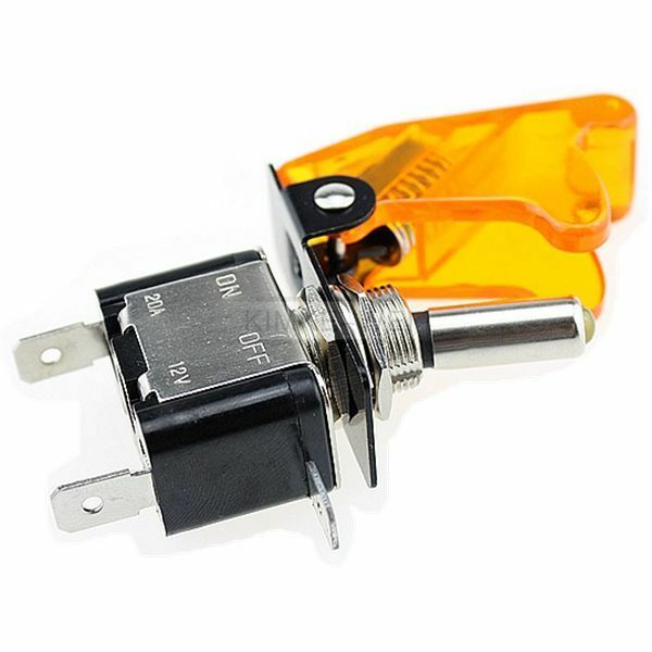 5x Yellow LED Illuminated Toggle Rocker Switch With Cover For Car Boat 12V 20A