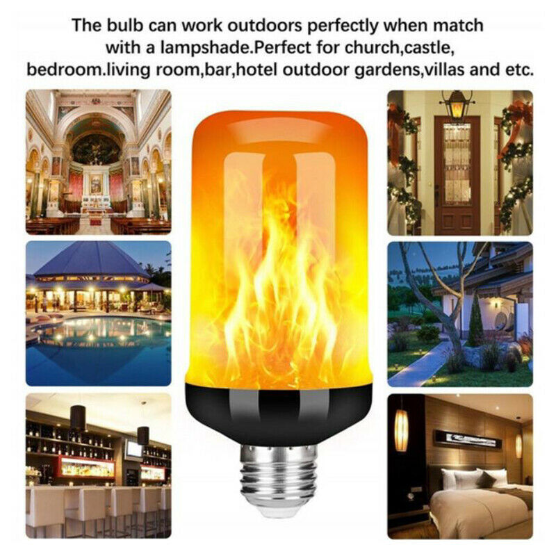 1Pc LED Flame Effect Fire Light Bulb E27 Simulated Nature Flicker Lamp De.l8