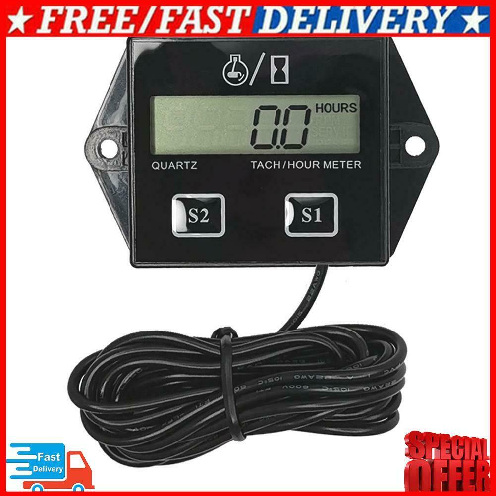 DJ-201 Digital Hour Tach Meter with LCD Display Tachometer for ATV UTV Boat