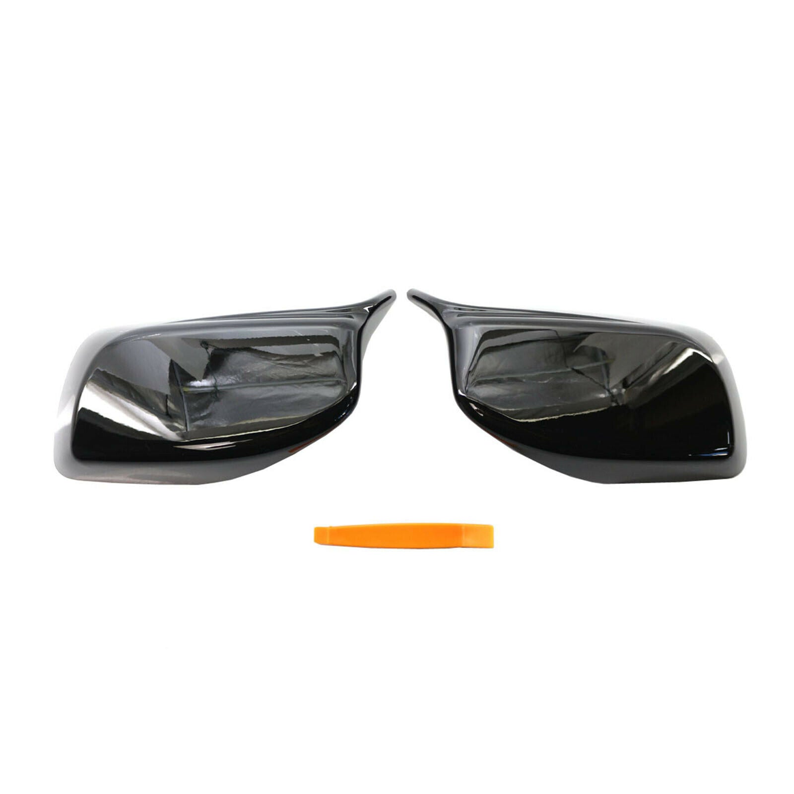 2Pcs Black Side Mirror Rear View Covers Caps for BMW E60 5 Series 2004-2007