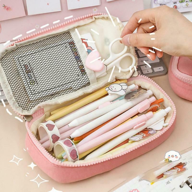 Cartoon Creative Bear Pencil Case Plush Embroidery for Students Home Office