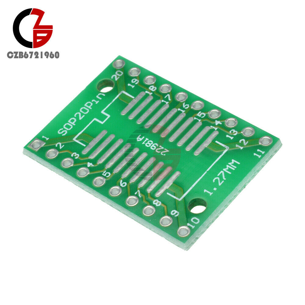 10PCS SOP20 SSOP20 TSSOP20 to DIP20 1.27mm 0.65mm Adapter PCB Converter Plate