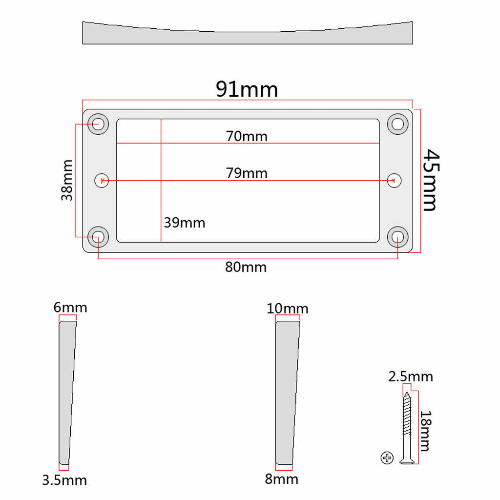 2x Metal Electric Guitar Pickup Rings 91x45mm Luthier Supply