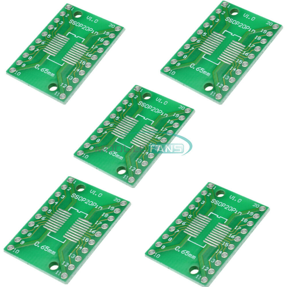 10PCS SSOP20 SOP20 TSSOP20 DIP20 PCB SMD DIP/Adapter Plate Pitch 0.65/1.27mm