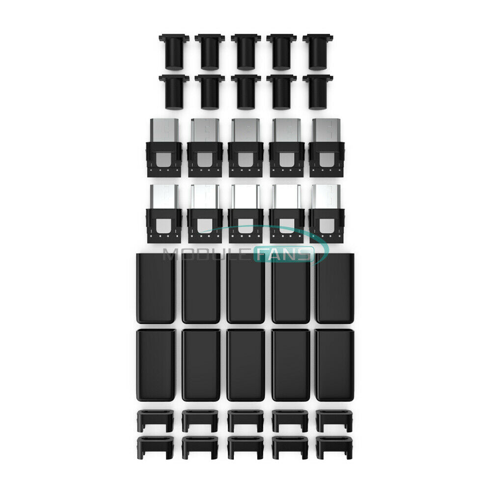10PCS Micro USB Type B Male Plug Connector Kit with Plastic Cover for DIY MF