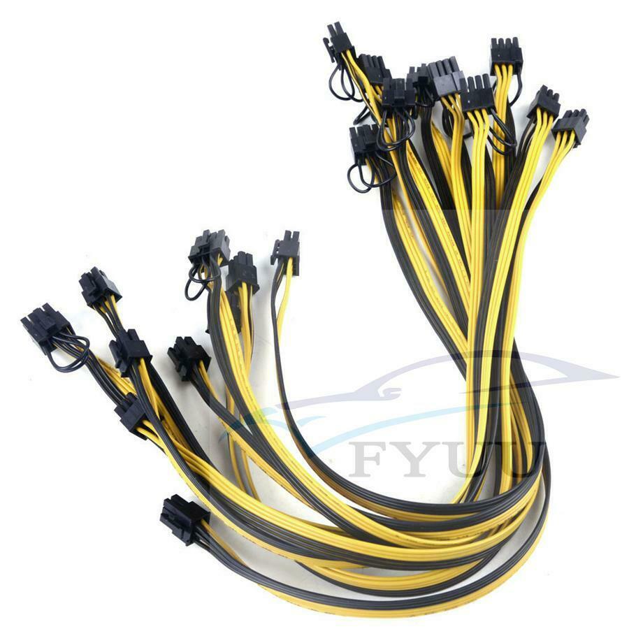 10pc 20cm(8inch) 6P to 8P Breakout Cable (6+2Pin) PCI-E Cable 18AWG Mining