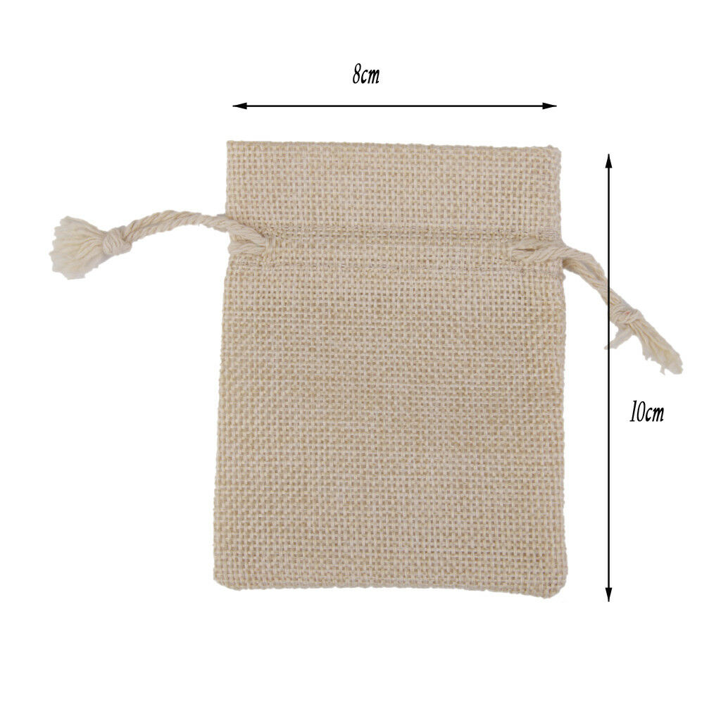 20pcs Small Linen Jute Sack Pouch Bag Drawstring Wedding Gift Favor 8 x 10cm