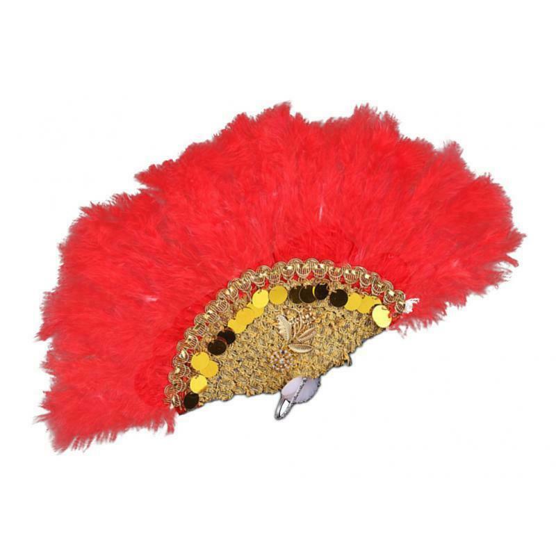 Flapper Sequins Feather Fan Retro Style Handheld Fan Dance Hand Fan Gifts