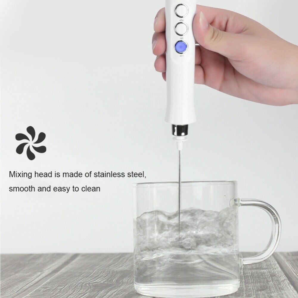 Milk Frother USB Electric Egg Beater Kitchen Handheld Mixer Whisk Mini White