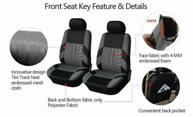 9PCS Classic Washable Embroidery Auto Car Seat Cover Cushion Full Set Front+Rear