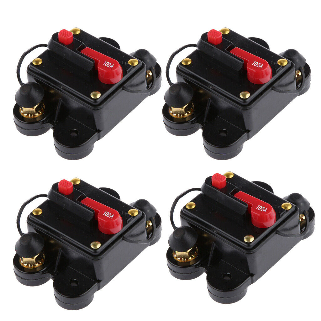 4Pcs 12/24V Manual Reset Circuit Breaker Marine Inline Fuse Inverter 100Amp