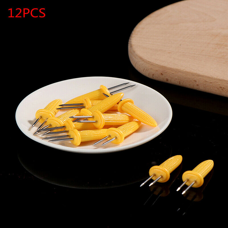 2PCS Corn on The Cob Holders Stainless Steel BBQ Prongs Skewers Forks Grilli Tt
