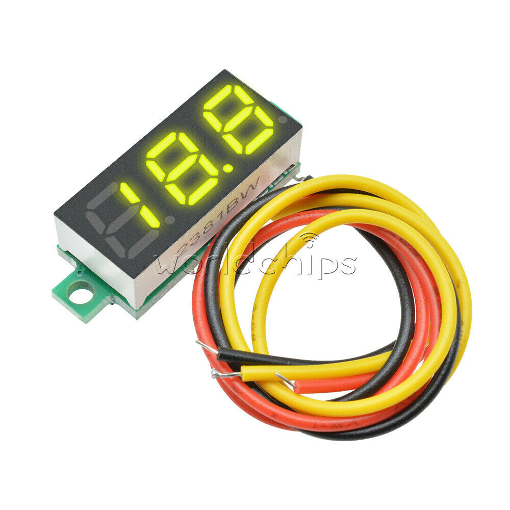 Yellow 0.28" LED DC 0-100V Voltmeter Digital Display Voltage VOLT METER 3-Wires