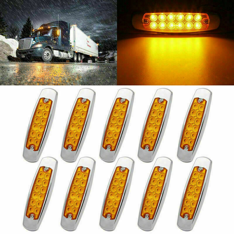 10x 12LED Side Marker Amber Lights for Peterbilt Cab Sleeper Freightliner Truck