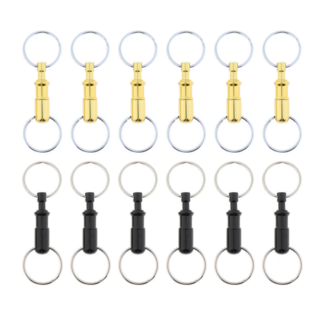 12Pcs Quick Release Pull-Apart Keychain Double Split Rings Handy Outdoor