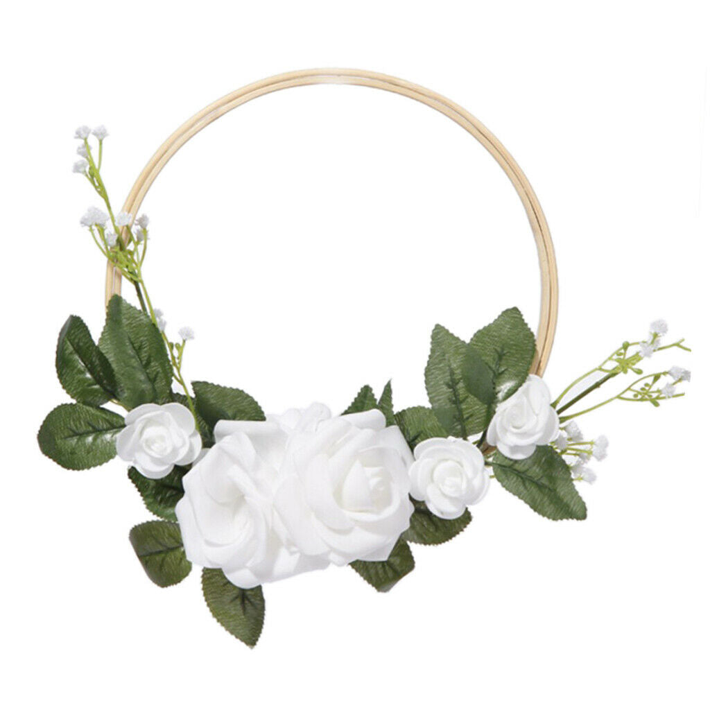 20cm Artificial Flower Rattan Wreath Door Hanging Garland for Wedding Home D
