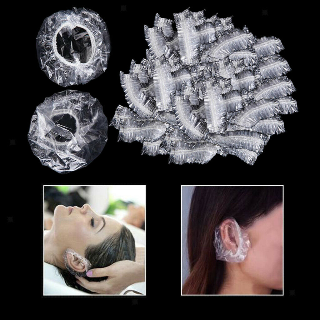 100Pcs Disposable Hair Cutting Salon Gowns Protect Capes Apron + Ear Covers
