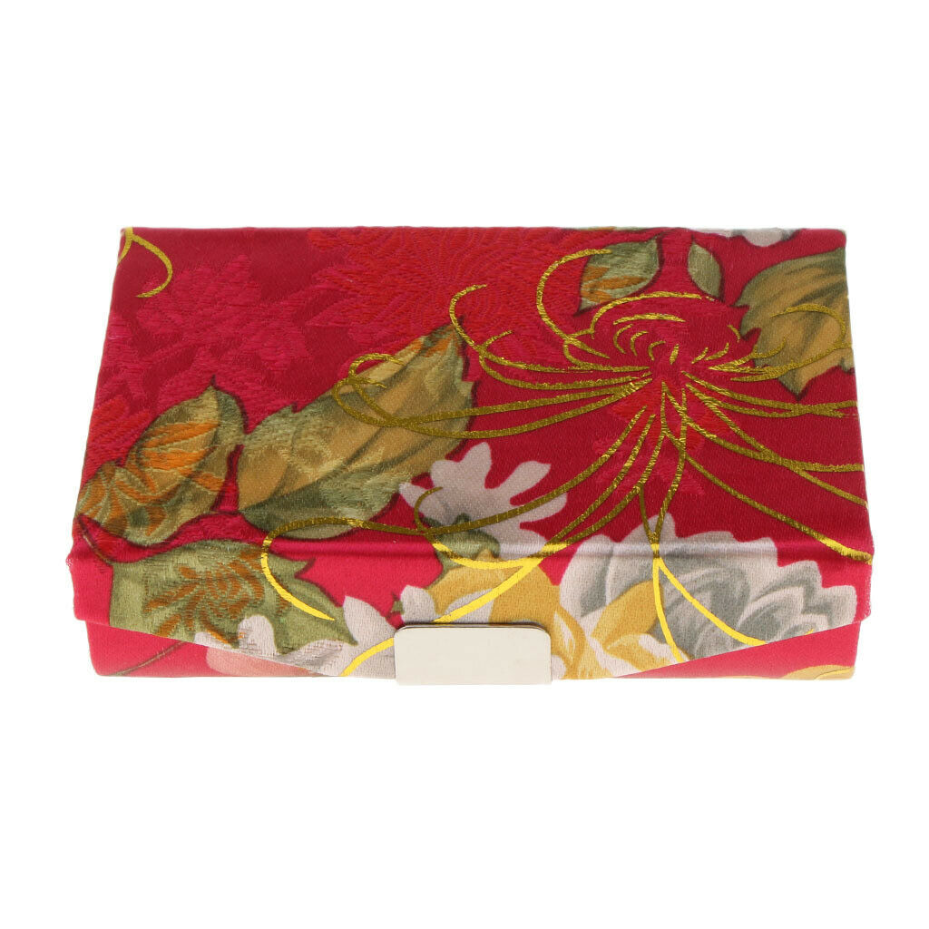 Brocade Lipstick Lip Gloss Case Carry Storage Box Lip Balm Holder w/ Mirror #N