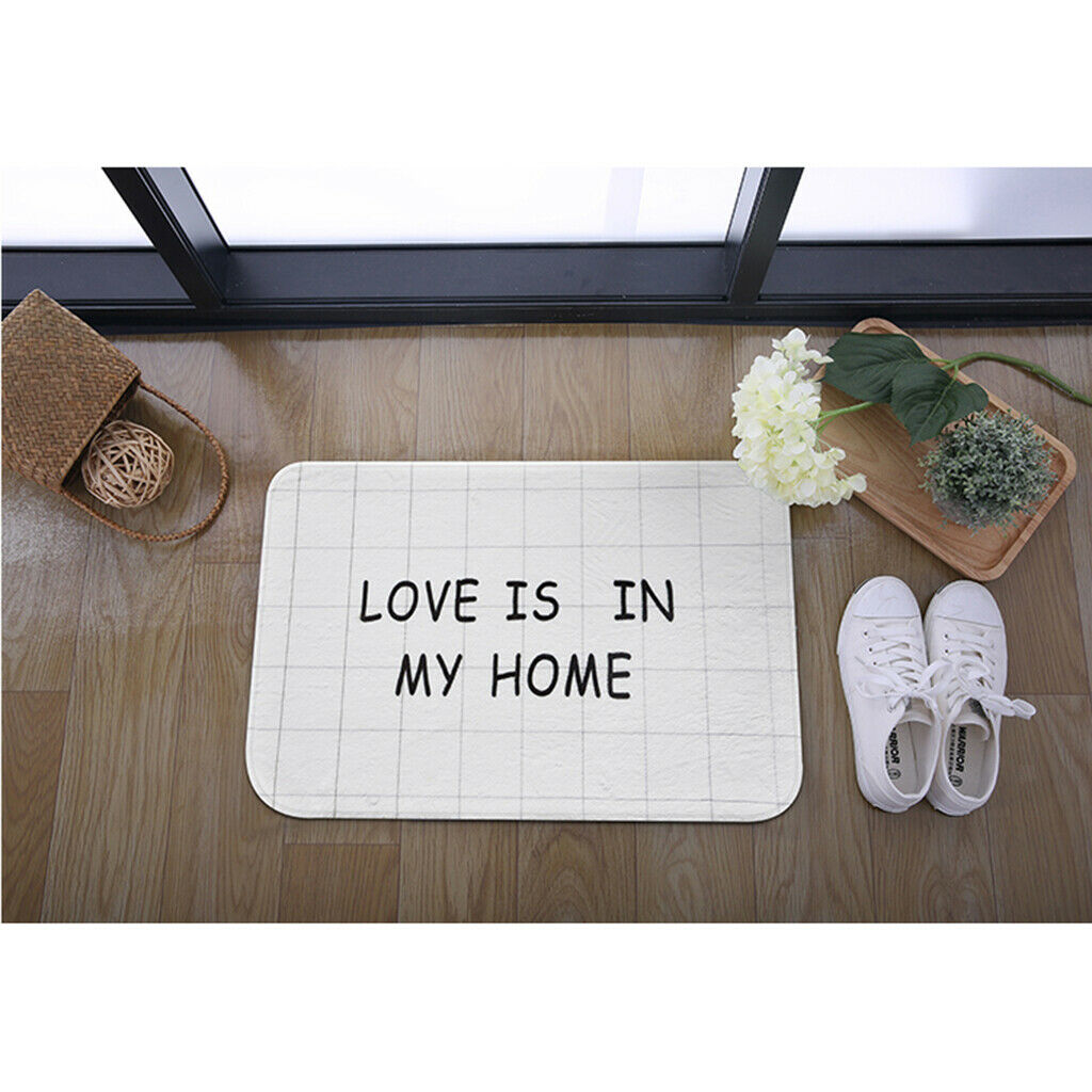Korean Floor Mat Rug Bathroom Non-Slip Carpet -White Background Grid 50x80cm