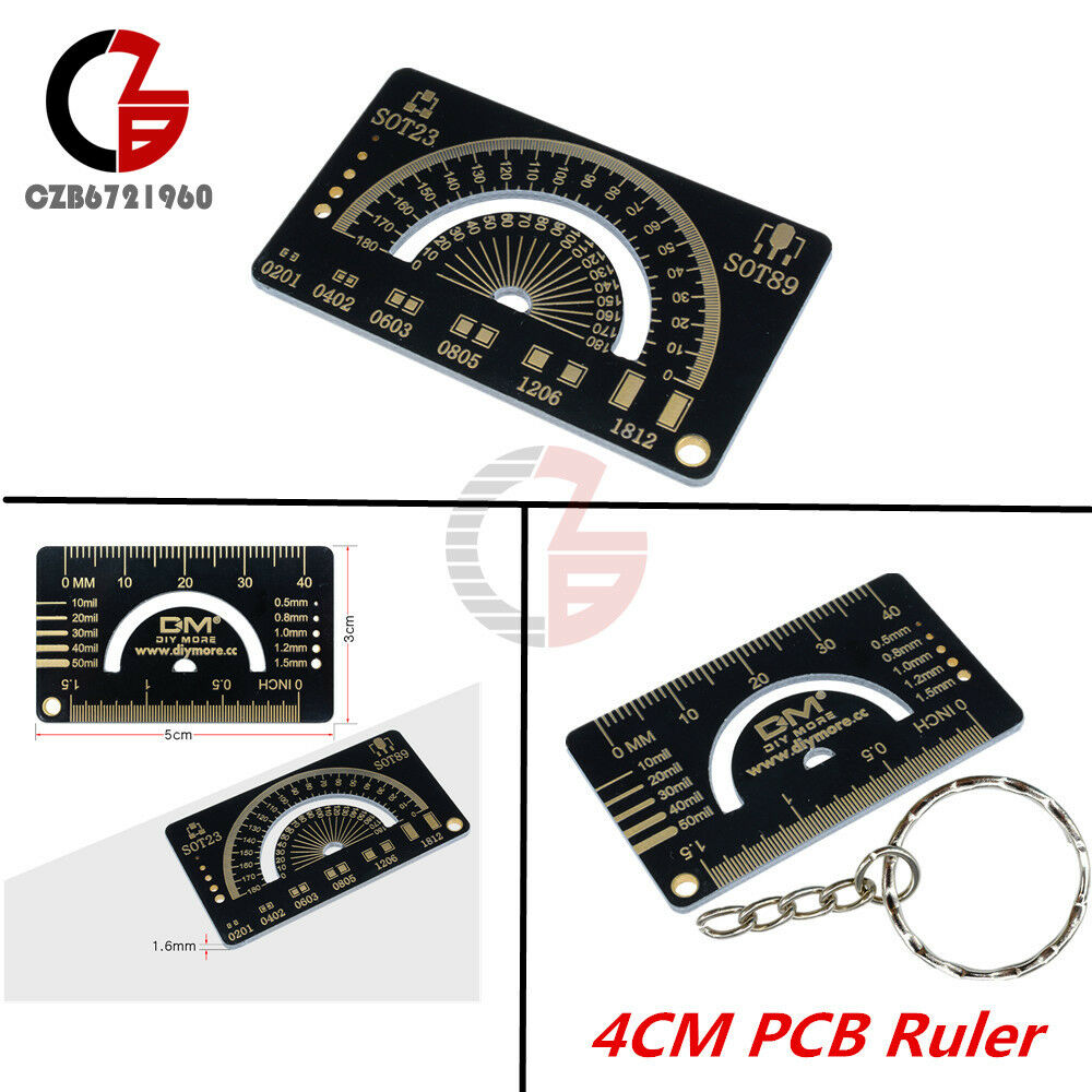 5PCS 4cm Black Multifunctional PCB Ruler Measuring Tool Angle Measure Meter