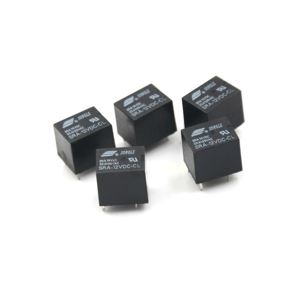 5Pcs Durable DC 12V Coil 10A 5 Pins Power Relay PCB Type SPDT For SRA-12VD.l8