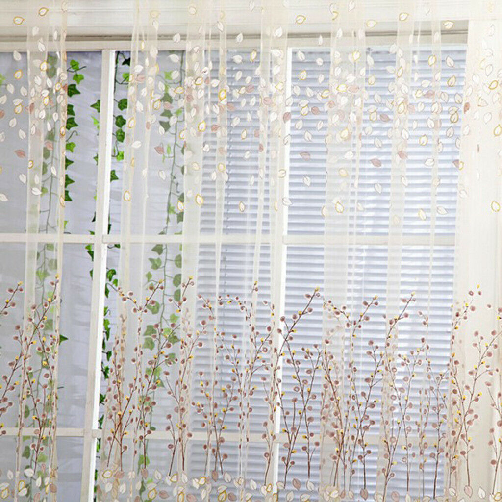 100x200cm Plum Blossom Wintersweet Curtain Tulle Room Divider -Yellow