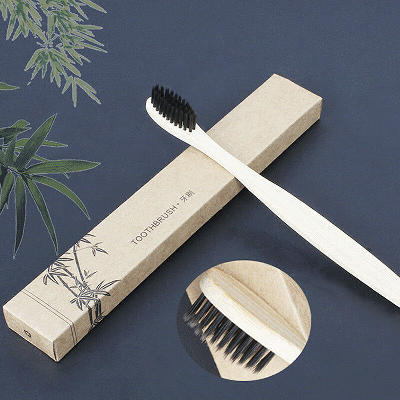 Medium-Bristle Bamboo Toothbrush Rainbow Wood Teeth Brush Fibre WoodenHan.l8