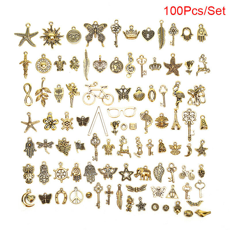 100Pcs/Set Alloy Mix Starfish Tortoise Charms Pendant Jewelry DIY Making CrafDD