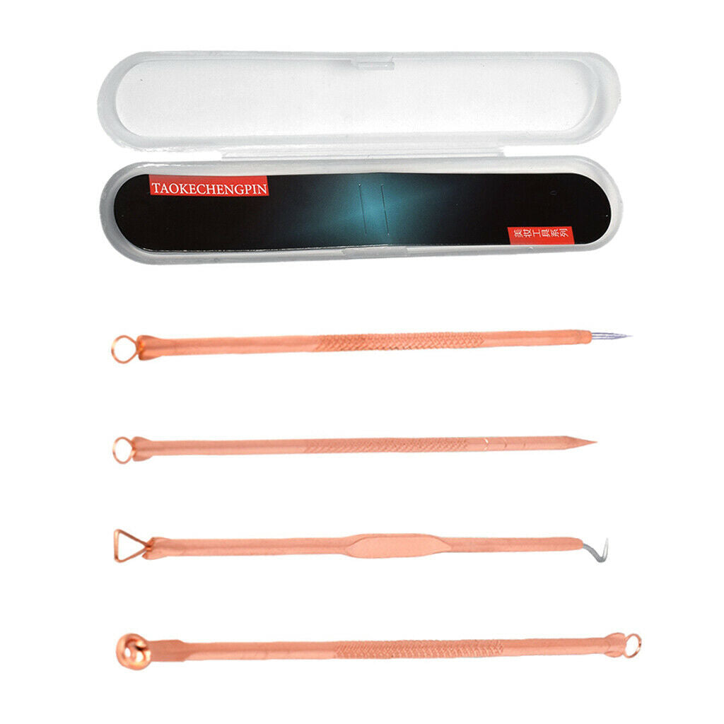 4 Piece Stainless Blackhead Acne Blemish Pimple Extractor Remover Needle Kit