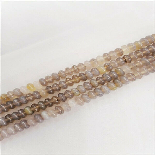 1 Strand 8x5mm Natural Gray Agate Rondelle Abacus Spacer Beads 15.5inch HH9352