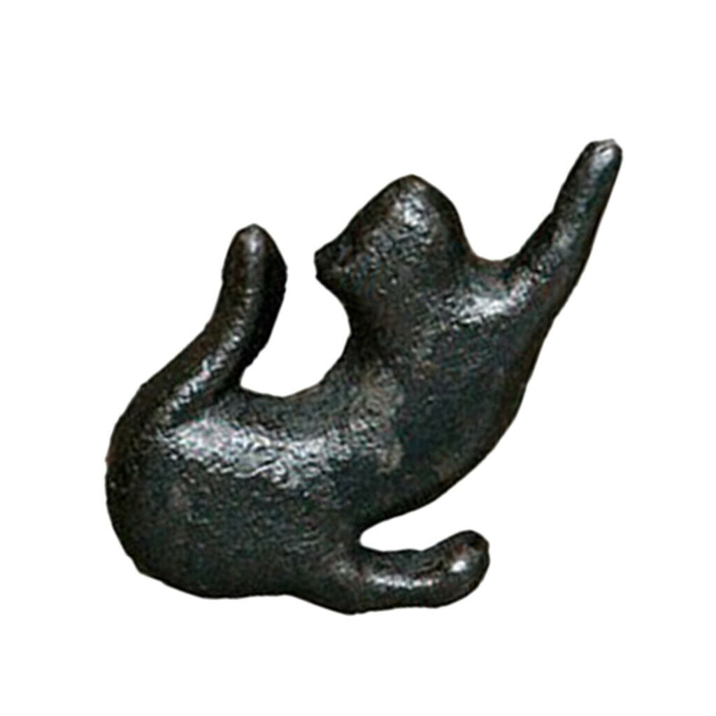 8Pcs Cast Iron Cat Shaped Cabinet Furniture Door Knob Cupboard Wardrobe Pull